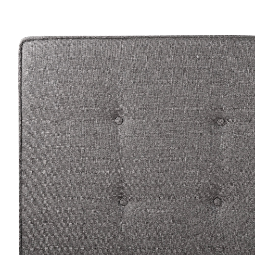 Letto Imbottito in tessuto Grigio Rete Doghe Testata Alta Piedini Legno 140 x 200 cm in stile moderno