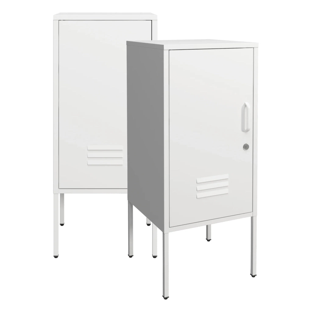 Set di 2 comodini in acciaio 82 x 35 x 35 cm Bianco 03_0008691