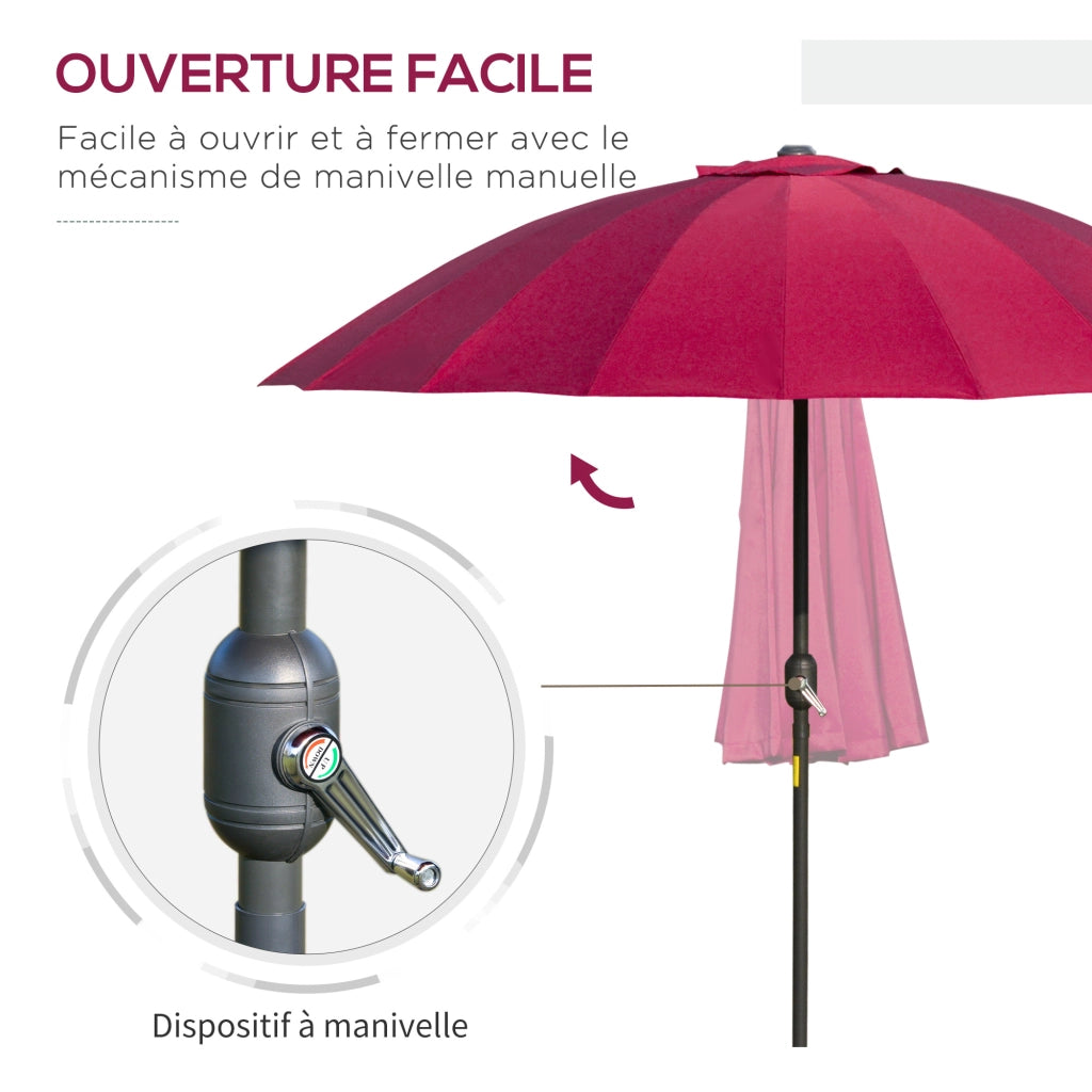 Parasole da giardino inclinabile rotondo ¨C zephmum ¨C rosso vino, metallo, vetroresina, ? 2.5m