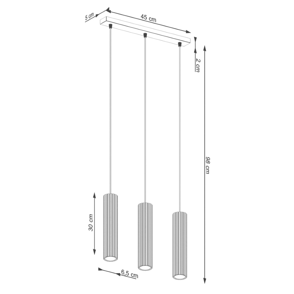 Lampada a sospensione GRAVIO verde oliva barra 3 tubi 3xGU10