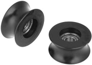 Guida a rullo U a 4 pezzi - Materiale metallico/plastico - Capacità di carico 100 kg - Diametro interno 8 mm - Diametro esterno 39,5 mm - Resistente a shock - Pulegge
