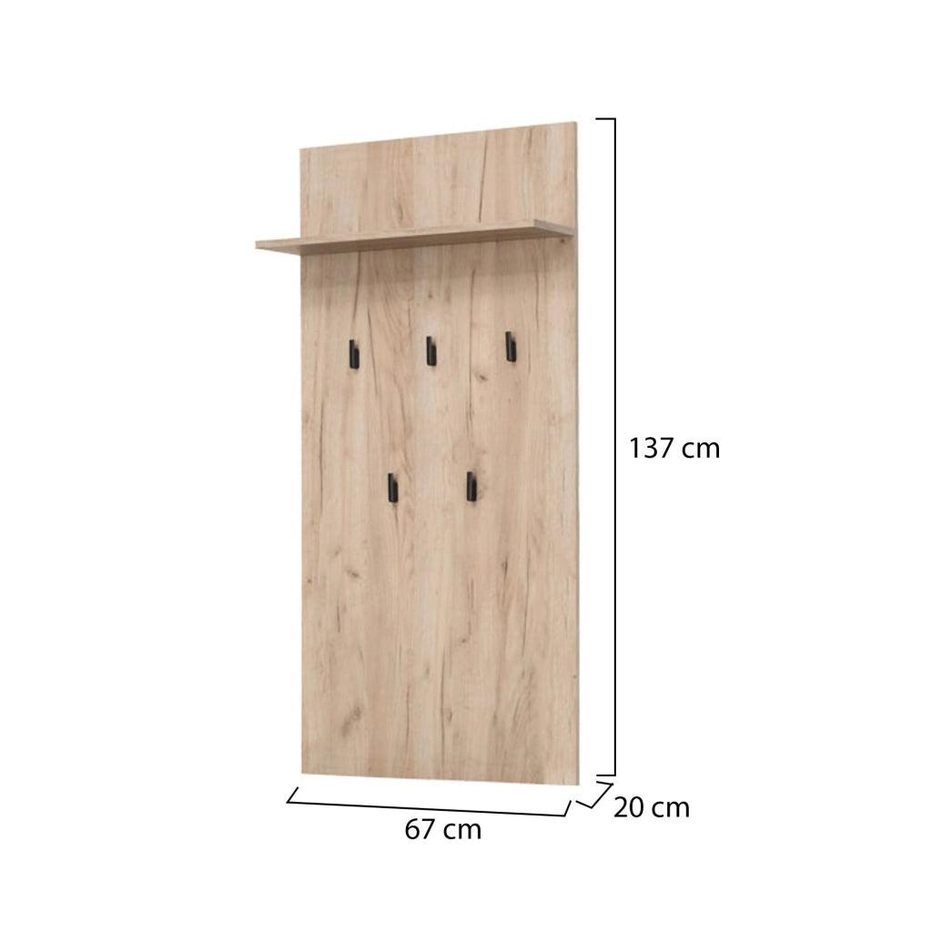 Rovella, Appendiabiti set Fissaggio a Muro Incluso, 137h cm Marrone Rovere