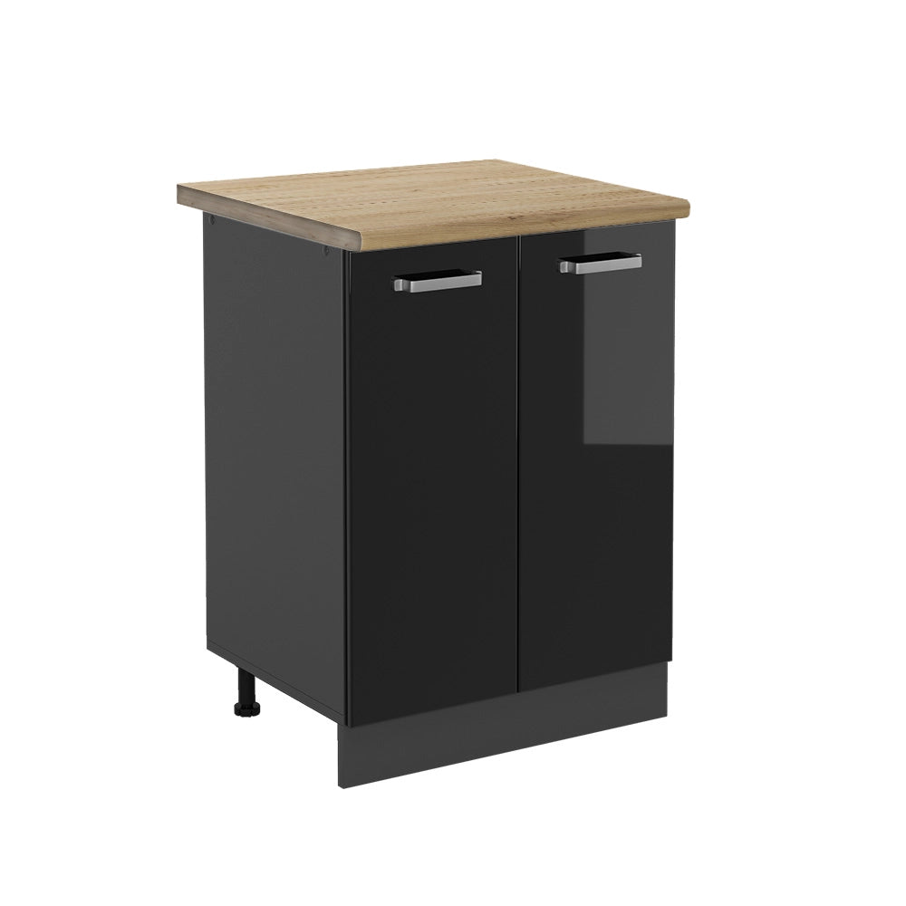 Vicco Mobiletto base cucina Nero lucido 60 cm , PL Rovere