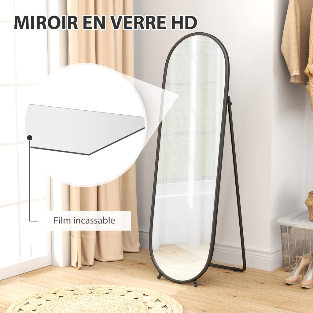 Specchio ovale con supporto in metallo nero ¨C zephmum ¨C 40x160 cm