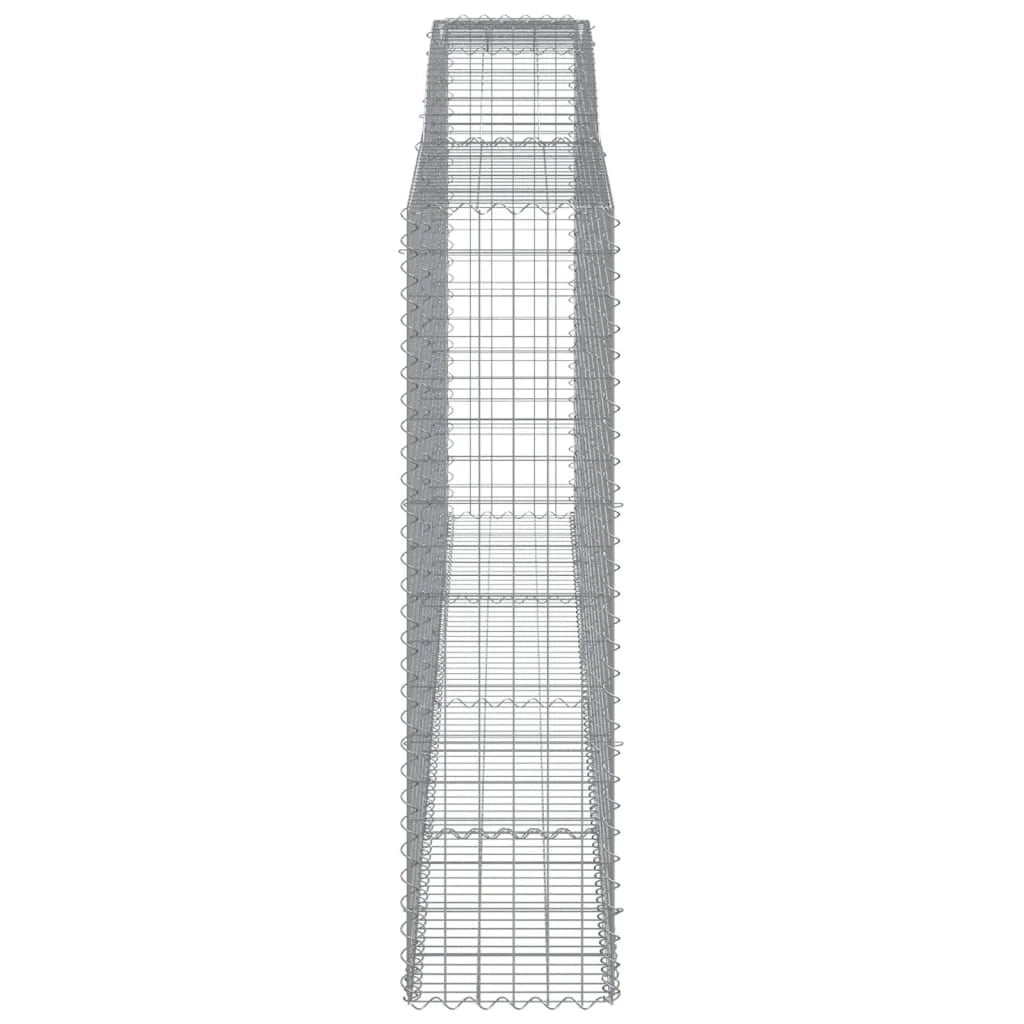 Cestini gabbioni recinzione a gabbia muro di contenimento ad arco 3 pezzi 400 x 50 x 180/200 cm ferro zincato argento 02_0040805