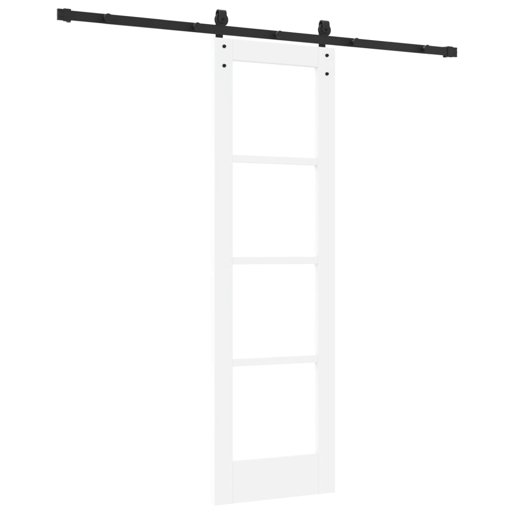 Porta Scorrevole con Set di Accessori 'ORKDAL'Bianco in Legno Massello e Vetro