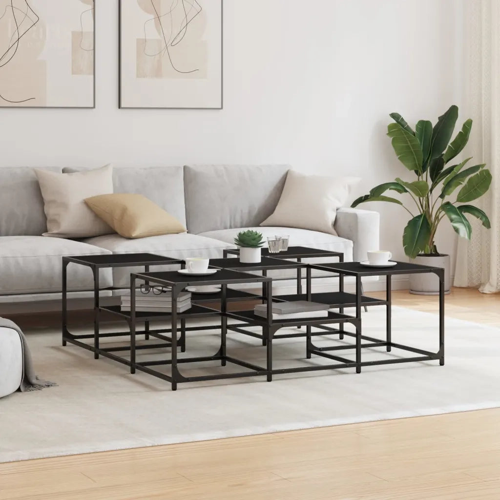 Tavolino da Salotto Nero 121x121x40 cm in Legno Multistrato 839068