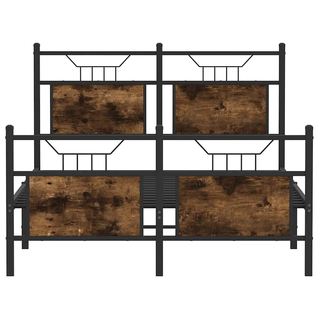 Letto matrimoniale | Letto per adulti | Giroletto senza Materasso Rovere Fumo 120x190 cm in Truciolato