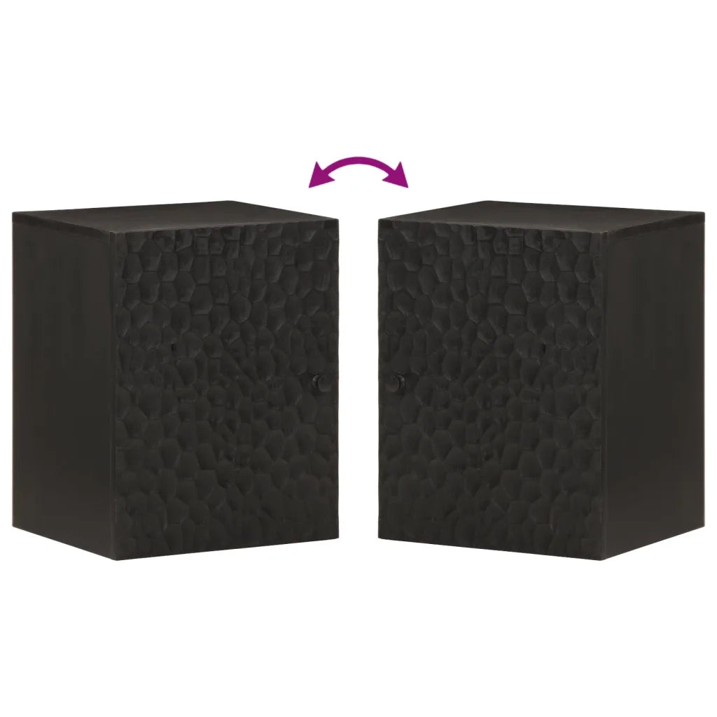 Mobile da Bagno a Parete Nero 38x33x48 cm Legno Massello Mango 356839