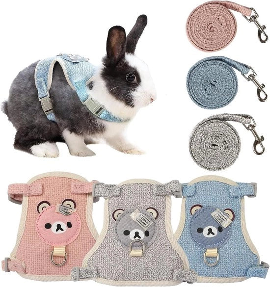 Cintura per coniglio adattabile 120 cm - set di cintura per gatti - linea per conigli da compagnia - cintura per gatti - peso 1-3 kg.