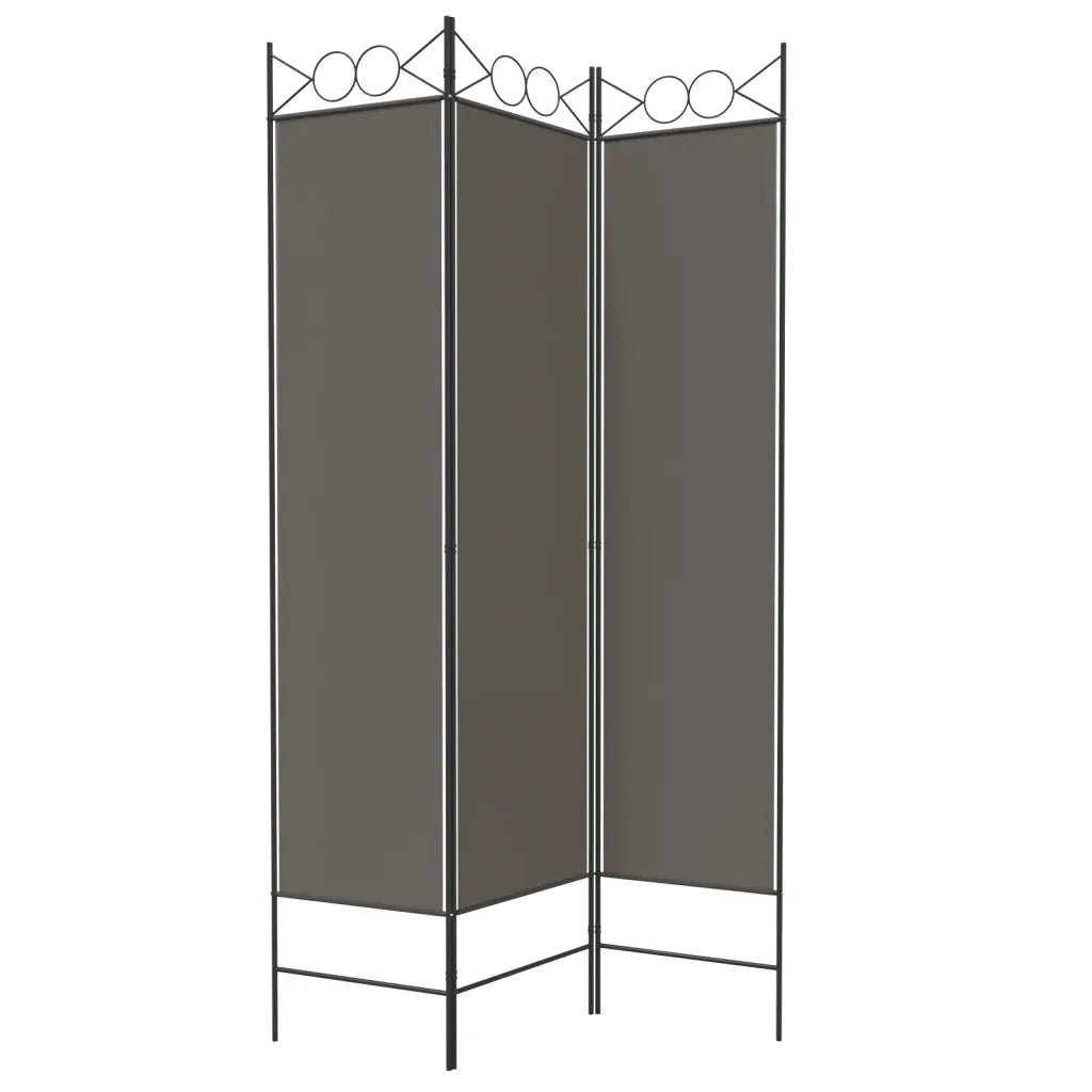 Divisorio a 3 Pannelli Antracite 120x200 cm in Tessuto 350148