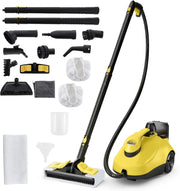 2000W Pulitore a Vapore, Vaporizzatore Portatile con Serbatoio 1,8L, er Uso Domestico con Accessori, Macchina per Pulizia su Pavimenti Finestre Tappeti (Giallo)