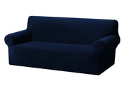 Copridivano Copriseduta Sofà Elasticizzato Tinta Unita Smile Tessuto Millerighe - 3 Posti - Blue