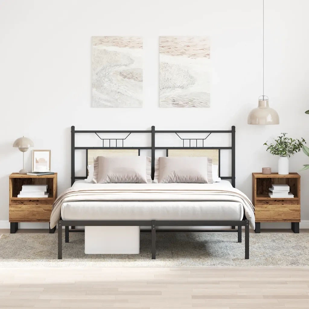 Set di 2 Comodini | Armadio da Notte | Mobiletto da notte Legno Antico 40x35x50 cm in Legno Multistrato