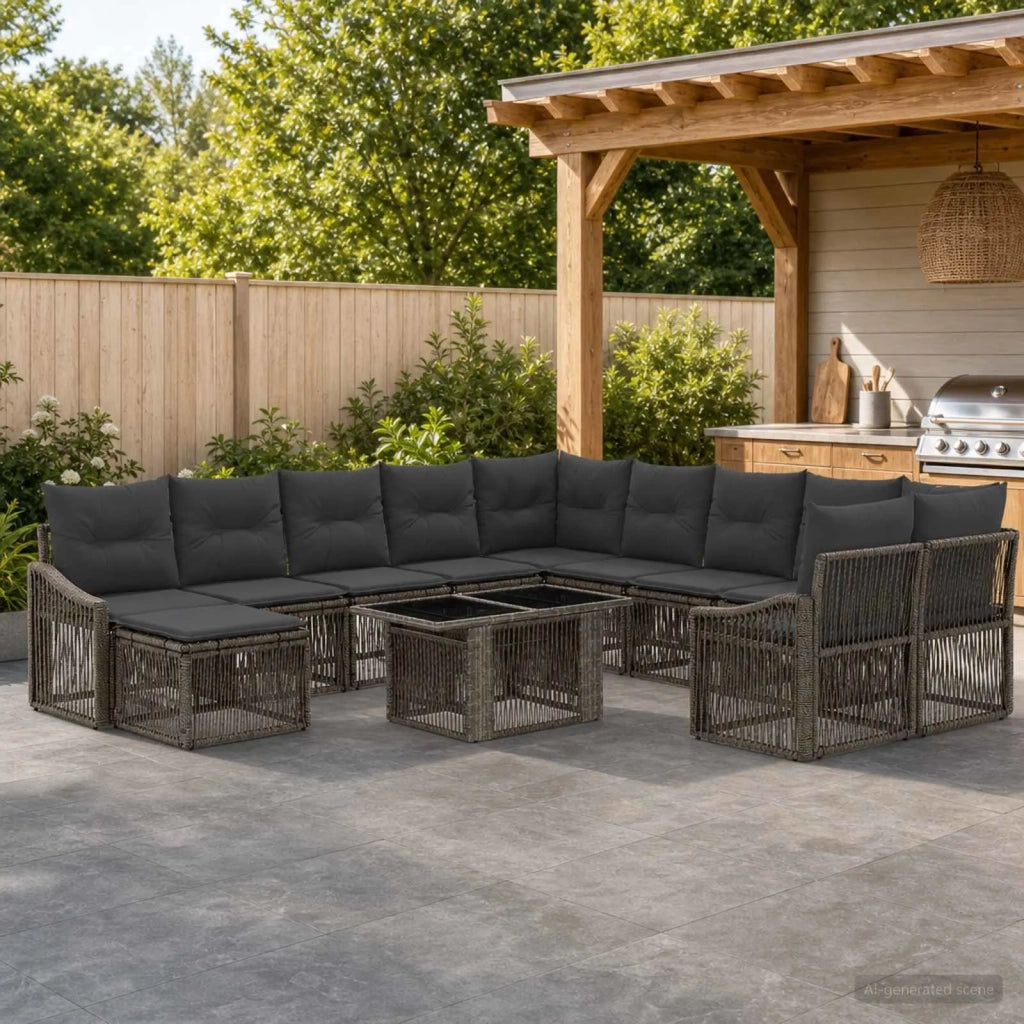 Set Divano da Giardino 12 pz Grigio e Grigio Scuro polyrattan 3437345
