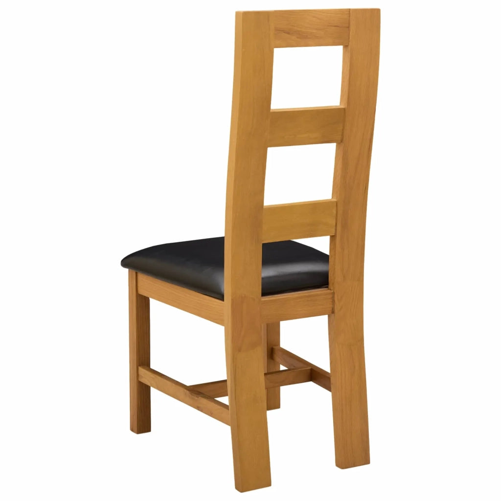 Sedia da pranzo 2 pcs Legno di Quercia Massello Nero 42039166