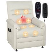 Poltrona relax elettrica massaggiante e riscaldante reclinabile con poggiapiedi ¨C Zephmum ¨C 82x99x106 cm crema