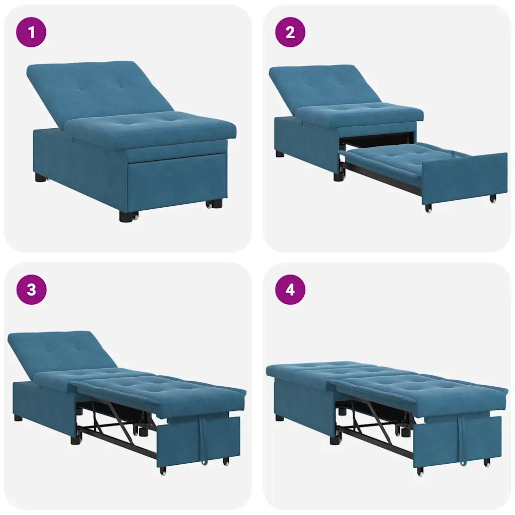 Divano letto | Sof¨¤ letto | Letto singolo Blu 194 x 67 x 82 cm Velluto