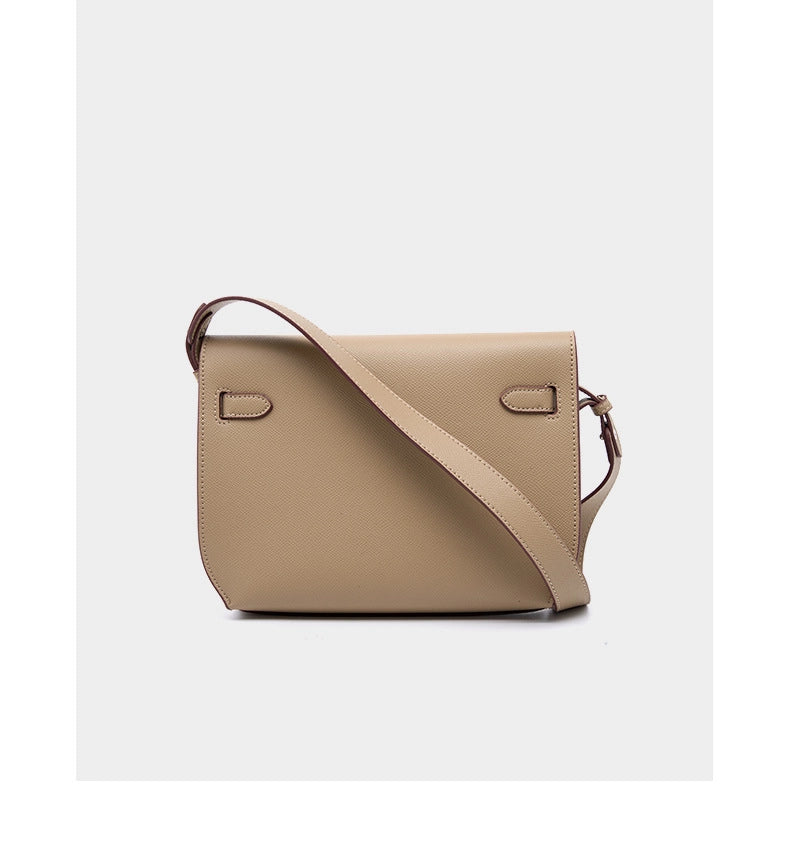 Borsa a tracolla da donna in vera pelle, colore grigio.