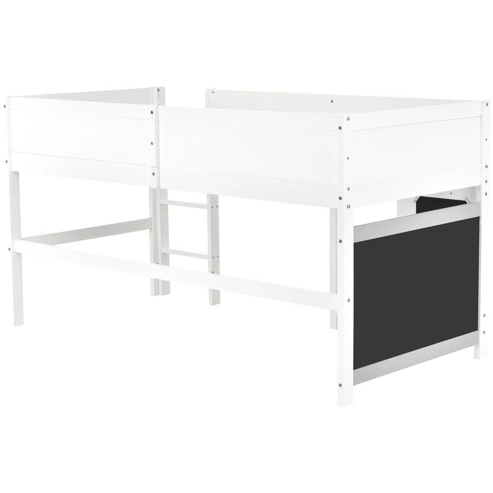 Letto a Castello Bambini con Ripiano e Lavagna ¨C MINIMAL ¨C Bianco 90x200