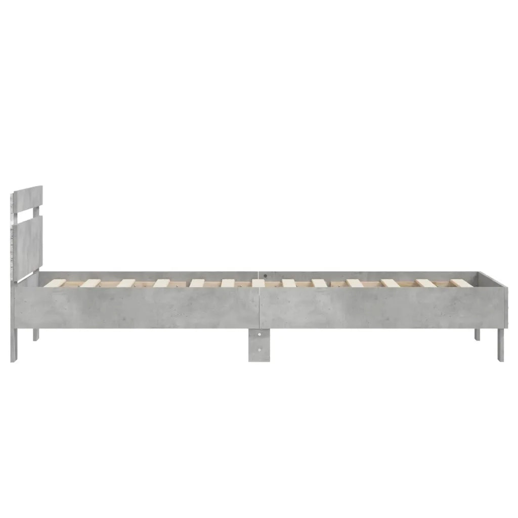 Giroletto con Testiera e LED Grigio Cemento 75x190 cm 838753