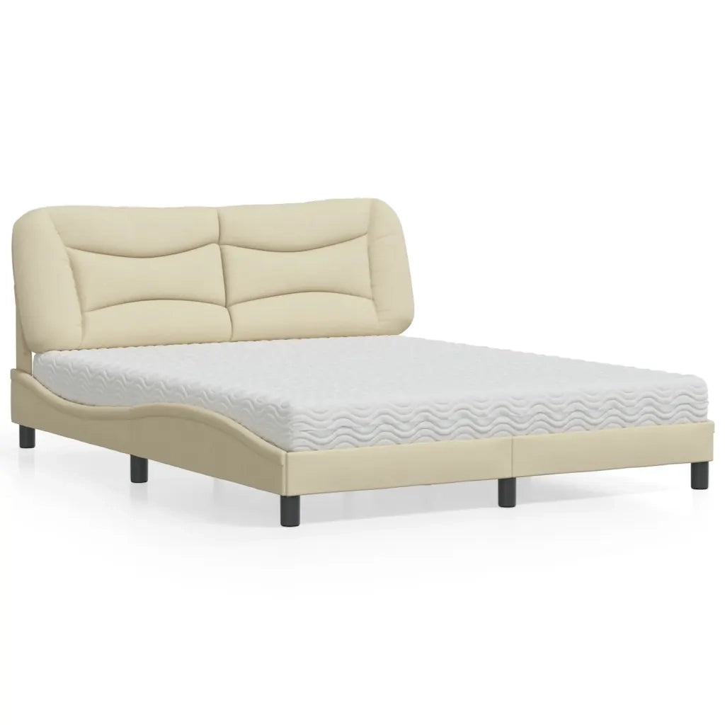 Letto con Materasso Hvar Crema 160x200 cm in Tessuto 3208546