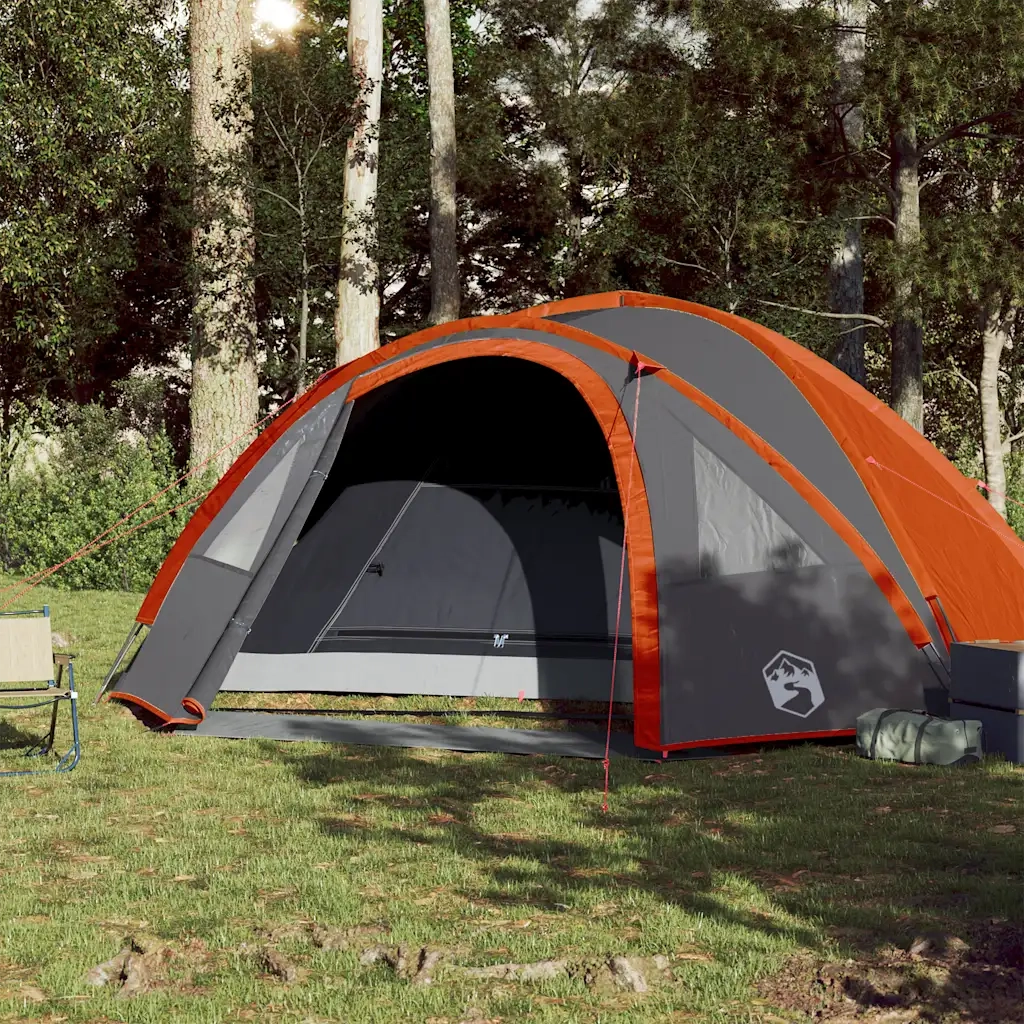 Tenda da Campeggio a Cupola 4 Persone-Tenda per Escursionismo Arancione Impermeabile