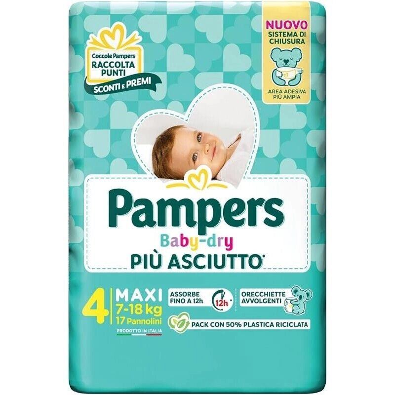 PAMPERS PANNOLINI BABY DRY PIU ASCIUTTO 4 17 PZ MAXI 7-18 KG