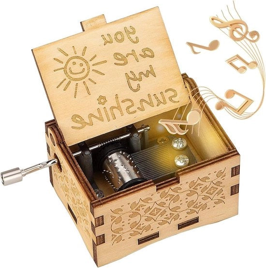 Muziekbox in stile retro con legno manuale - il regalo perfetto per coppie e bambini - colore naturale
