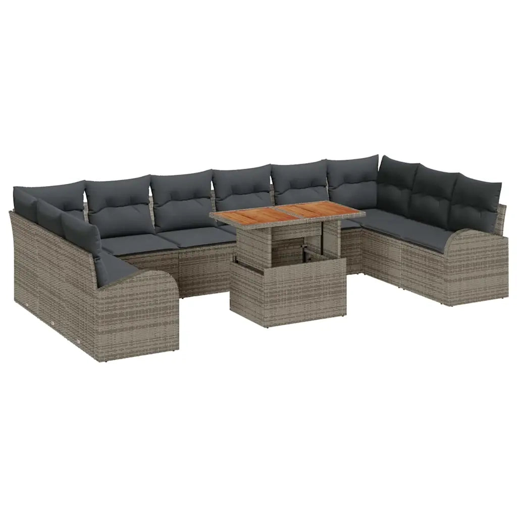 Set Divano da Giardino con cuscino 11 pcs Grigio