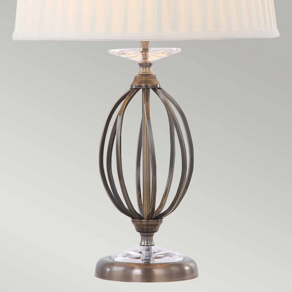 Lampada tavolo ottone anticato paralume bianco Aegean E27 Elstead