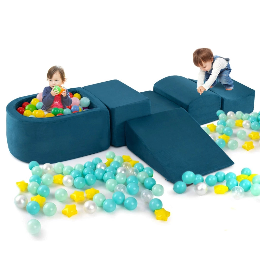 Set di 5 blocchi di schiuma di blocchi giganti con piscina di palline-Grandi blocchi per giocare Blu