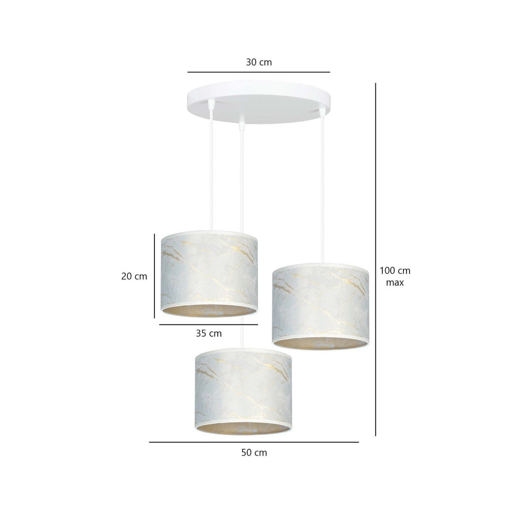 Lampadario Emibig Broddi 3 3xE27 bianco oro tessuto