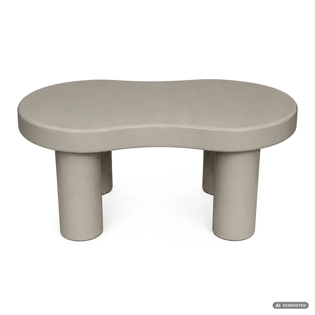 Tavolino da salotto ovale MATCHA 85 cm grigio con quattro gambe cilindriche