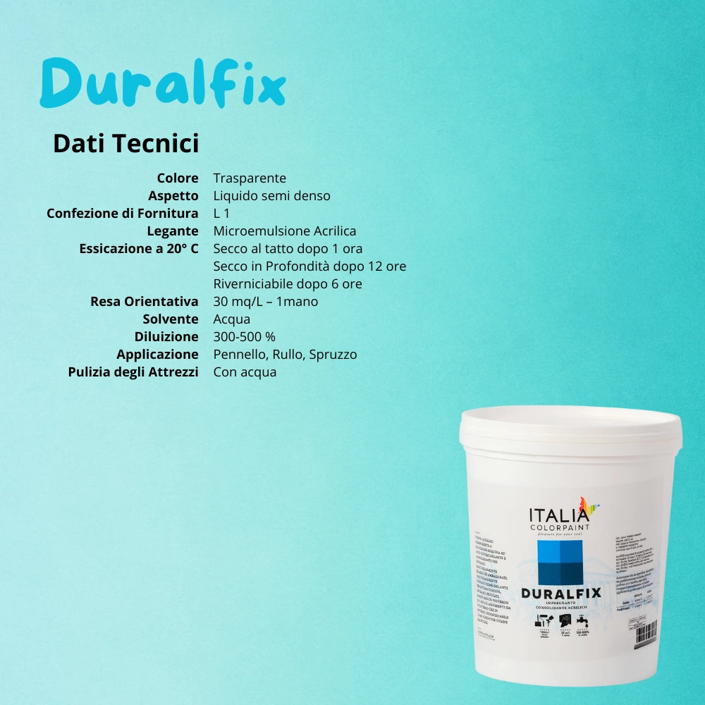 I pre trattamenti primer duralfix isolante acrilico consolidante trasparente *** formato 1 lt, confezione 1