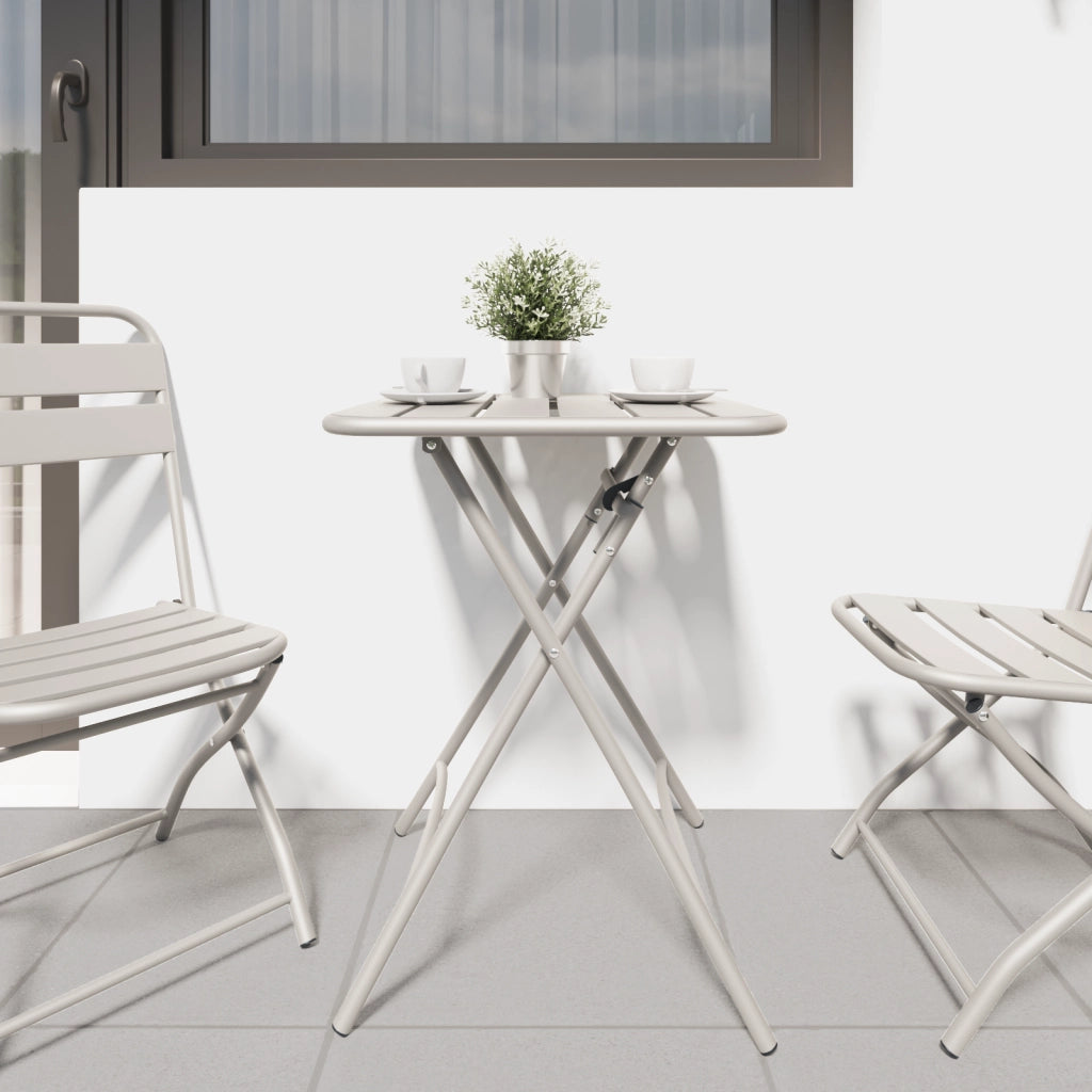 Tavolo da Giardino Pieghevole  Beige 55x55x73 cm in Acciaio