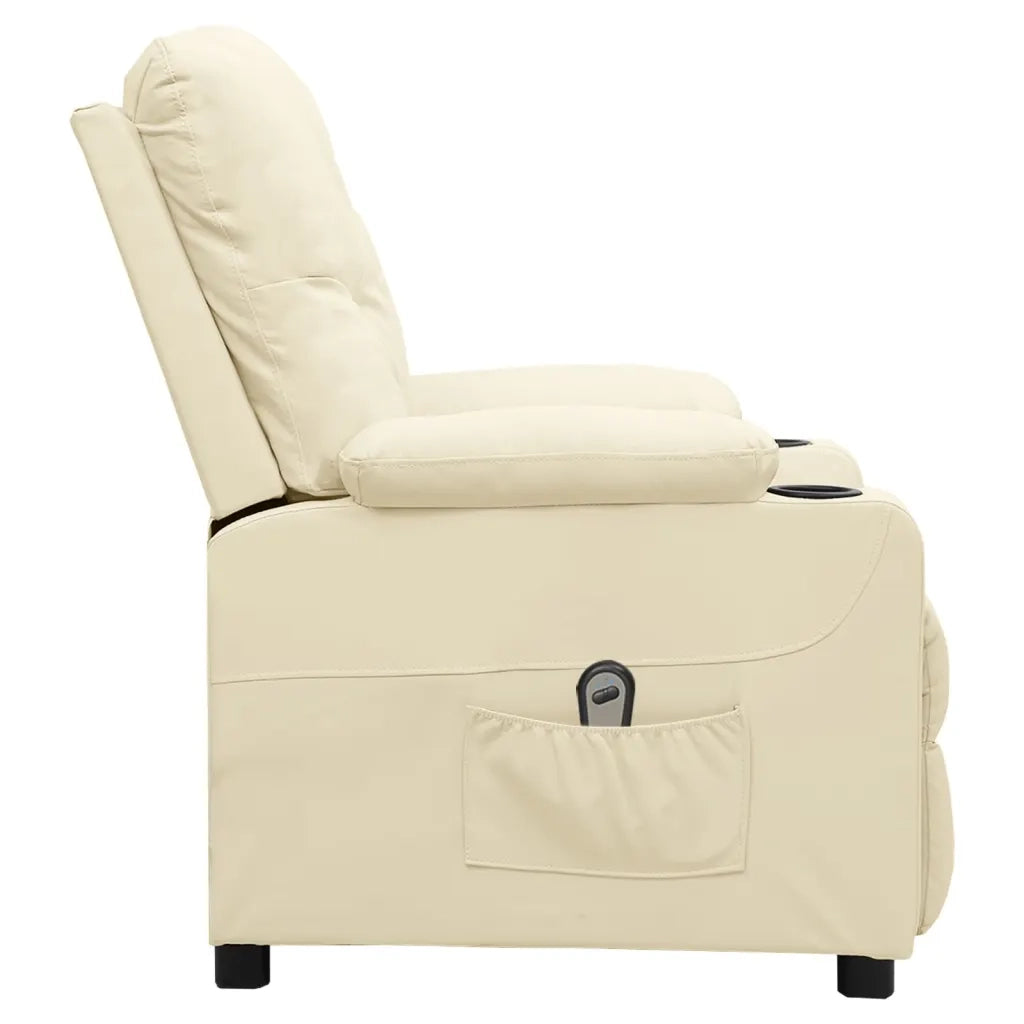 Poltrona Reclinabile Elettrica Crema in Similpelle 3098866
