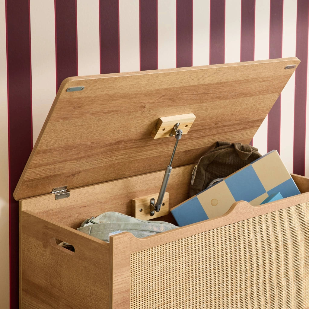 Scatola per giocattoli in legno per bambini, marrone naturale