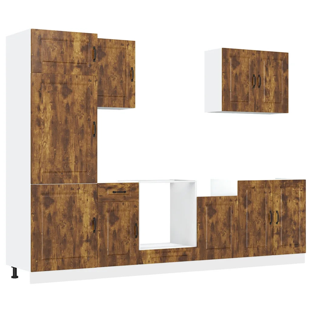 Set Mobili da Cucina 7 pz Kalmar Rovere Fumo Legno Multistrato 3314766