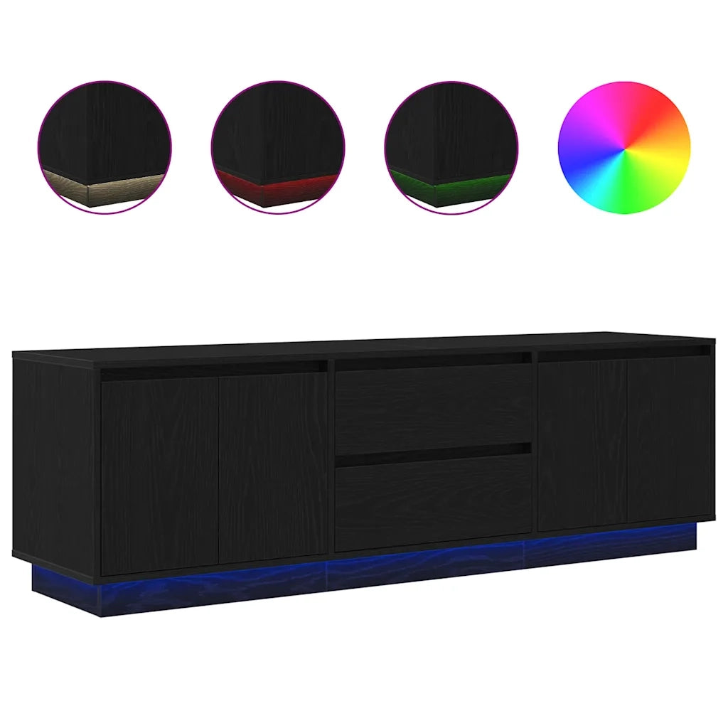 Mobile Porta TV con Luci LED Rovere Nero 160,5x41x50 cm 3328427