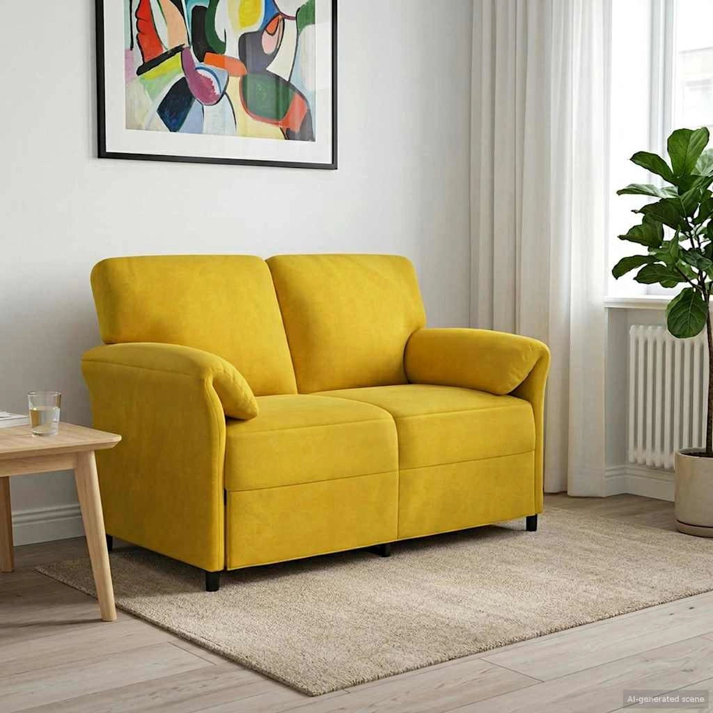 Divano a 2 Posti Giallo 138 x 83 x 95 cm Velluto 42033946