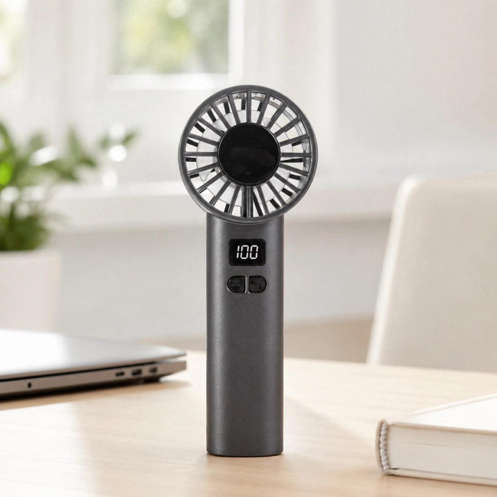 VENTILATORE PORTATILE RICARICABILE USB DISPLAY LED MINI POTENTE COMPACT AS-06638