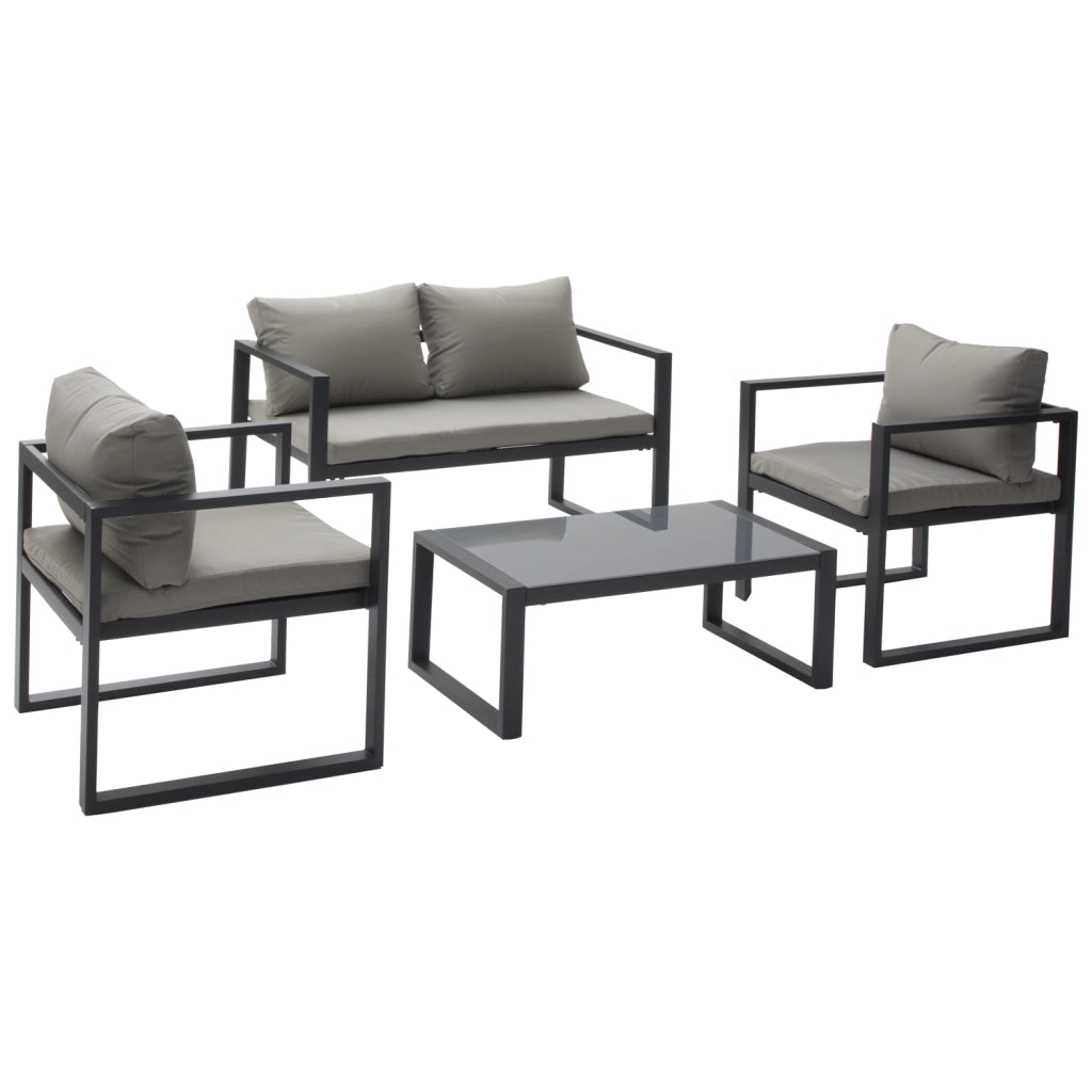 Set di mobili da giardino IBIZA in tessuto grigio 4 posti - alluminio antracite