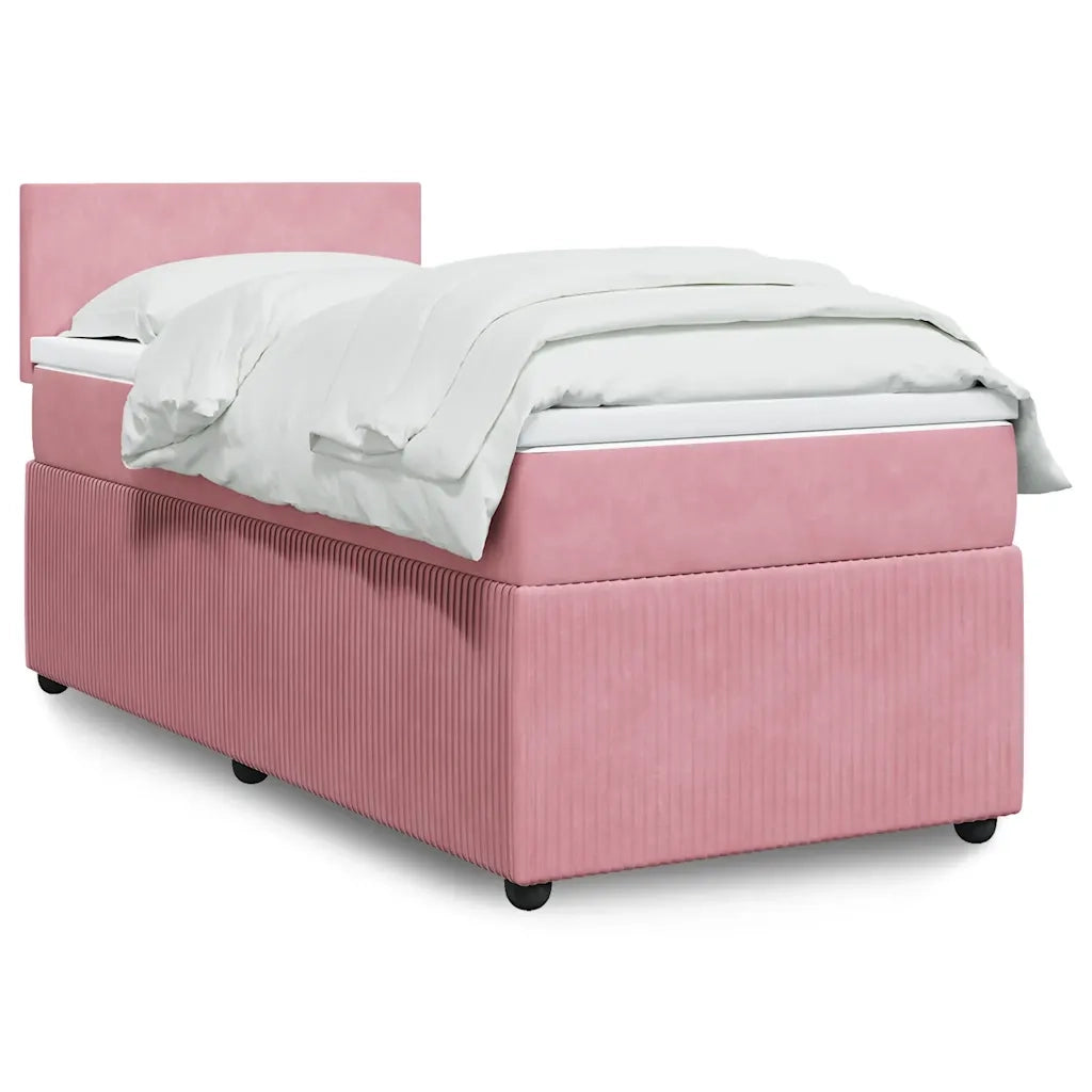 Giroletto a Molle con Materasso Rosa 90x200 cm in Velluto 3287637