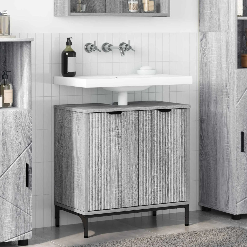 Armadio per Lavabo da Bagno Grigio Sonoma 60,5 x 33,5 x 61 cm 883420