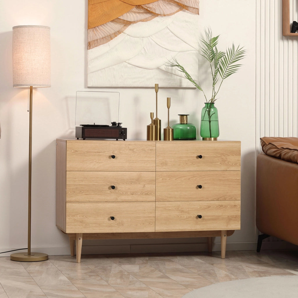 Cassettiera 6 cassetti legno massello ¨C Xylo ¨C Naturale 120x40x80 cm