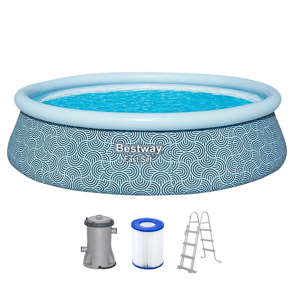 Trade Shop - Piscina Fuori Terra Fast Set Con Pompa Filtro ø457x107cm Design Geometrico Rotonda 57372 -