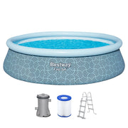 Trade Shop - Piscina Fuori Terra Fast Set Con Pompa Filtro ø457x107cm Design Geometrico Rotonda 57372 -
