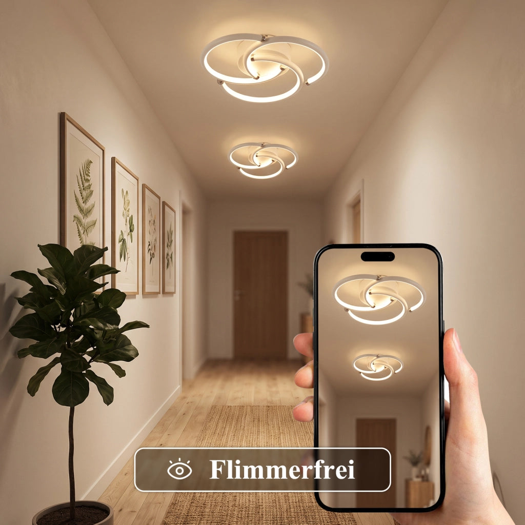 ZMH Lampada da Soffitto LED 24W 3000K Bianca Anelli Moderna in Metallo per Sala da Pranzo Camera Bambino Ufficio
