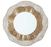 Specchio da Muro Shai Light Ø54,5x4,5 cm in Ferro e MDF Oro e Crema